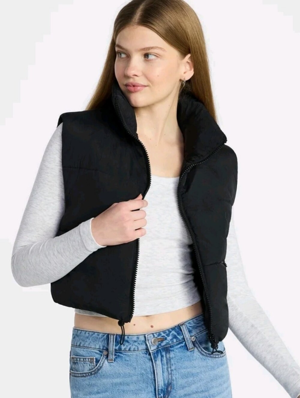 No Boundaries, Puffer Vest, Black, Cropped , Like New Size M